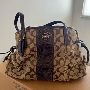Purple and beige coach handbag